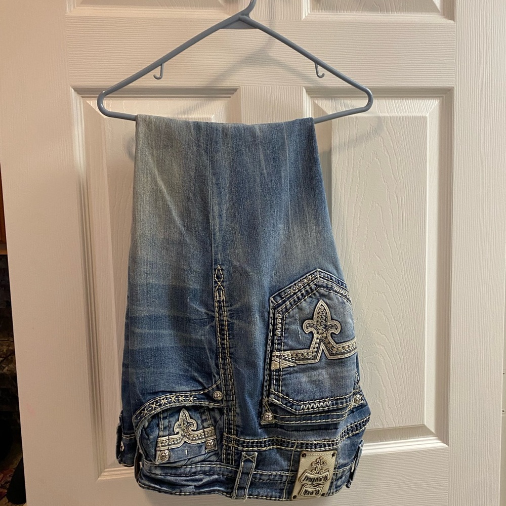 Rock Revival Blue Denim with White Leather Patch